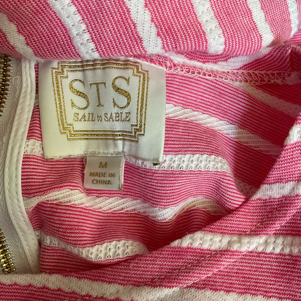 Sail to Sable Pink Striped Dress M - Picture 3 of 4